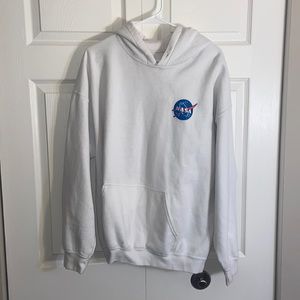 Men’s Bowery NASA White Hoodie Missing Drawstrings Size XL